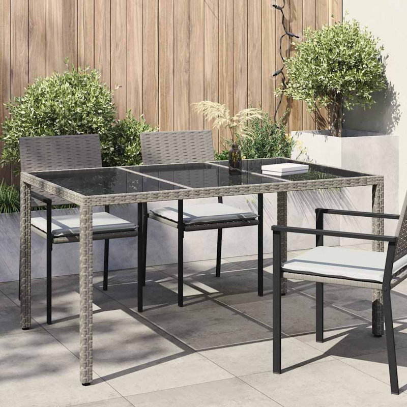 Table de salle à manger de jardin 35,4 po en rotin de polyester, H 29,5 po x L 59,1 po x l 35,4 po, Blanc