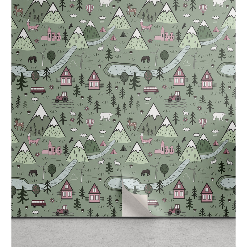 Panneau de papier peint adhésif scandinave Randolf, L 13 po x L 36 po