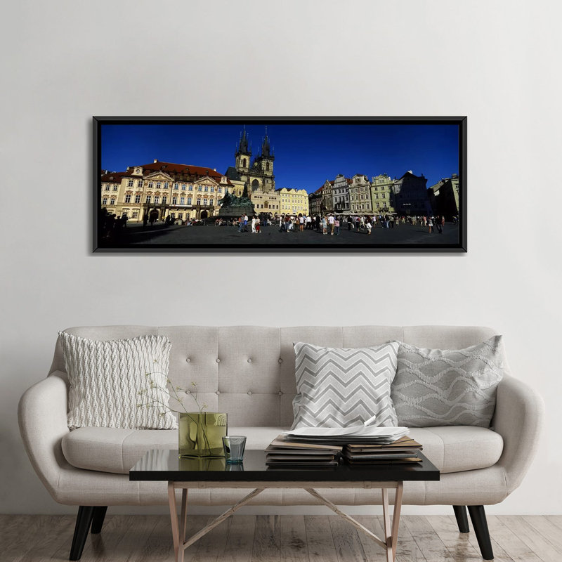 « old town square, prague, république tchèque », reproduction de photo sur toile, H 20 po x l 60 po x P 1,5 po, Cadre noir