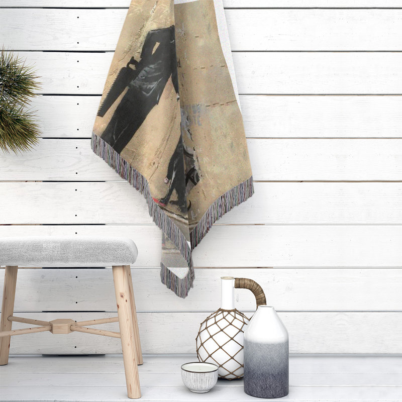 Banksy Graffiti Hand Woven Throw Blanket, 60" W x 80" L