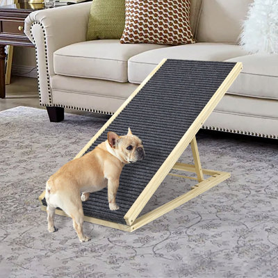 Rampe pour chien pour lit, très grande traction excellente, rampe pour animaux de compagnie pour petits chiens, surface en caoutchouc antidérapante, support large de 16 po jusqu'à 80 lb, réglable, pliable, rampes de voiture, rampe pour chien