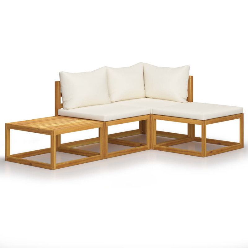 Ensemble de salon de jardin en bois naturel crème pour l'extérieur