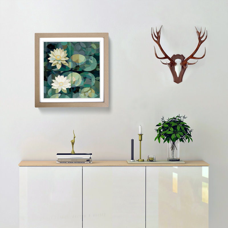 Water Lily Pond Geometric No.1 - Framed Print, Oak
