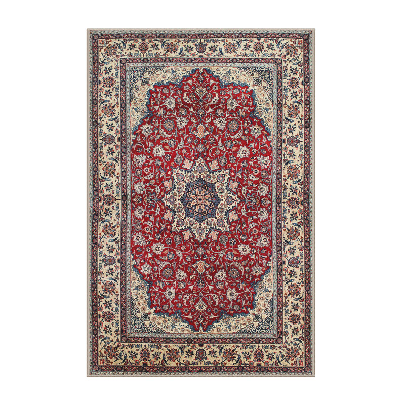 Tapis traditionnel rouge / brun Edwa, Rectangle 3 pi x 5 pi