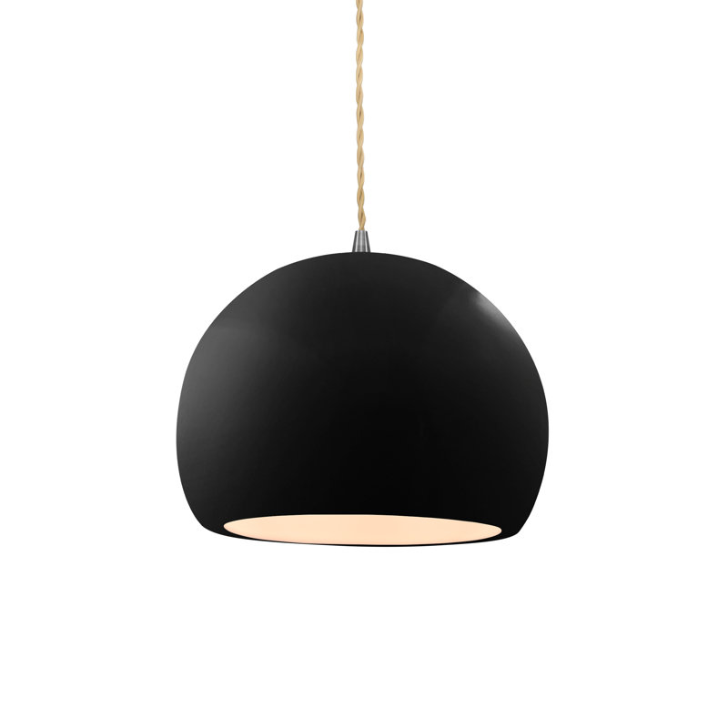 Luminaire suspendu à 1 lumière Aschwin, H 6 po x l 7 po x P 7 po, Noir lustré, Nickel brossé