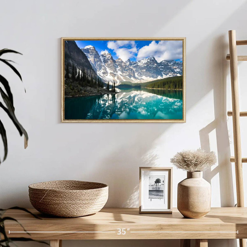 Reflet de la montagne, Cadre flottant en bois naturel, 19 po x 13 po