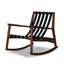 Chaise berçante Mid-Century en bois massif + repose-pieds-121780117
