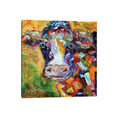 Colorful Cow I 1 Piece Wrapped Canvas Painting
