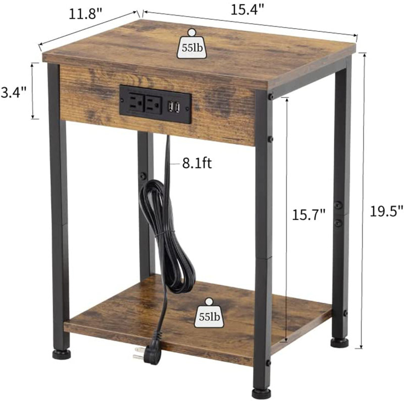 End Table and Built-In Outlets