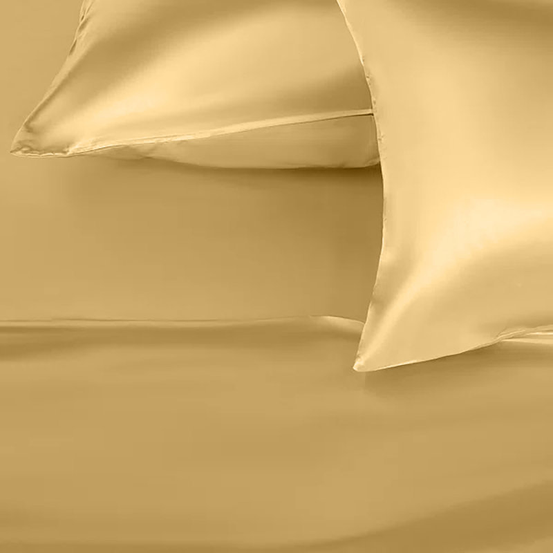  Ensemble de draps en satin de luxe et soyeux 4 pièces Rose Collection - 6 couleurs, Très grand, Or