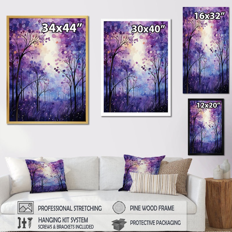 Macmahon Violet Serenade - reproduction d'art sur toile abstraite, H 44 po x l 34 po x P 1,5 po, Cadre flottant brun