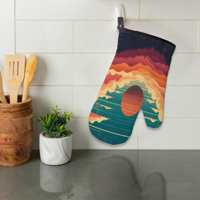 Distressed Sunset Art Oven Mitt Cotton Twill