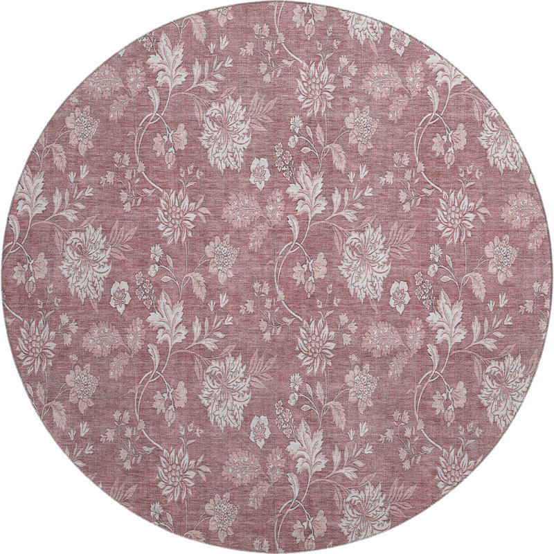 Premium Machine Washable Prisco Blush Rug, Round 8'