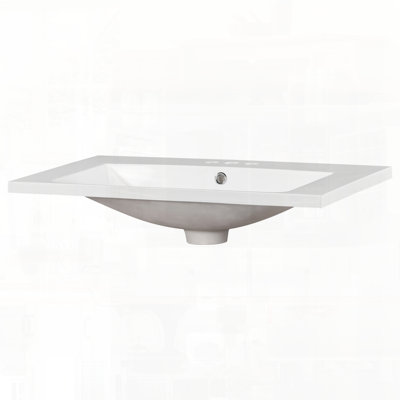 Single Bathroom Basin Sink Vanity Top with Three Faucet Holes