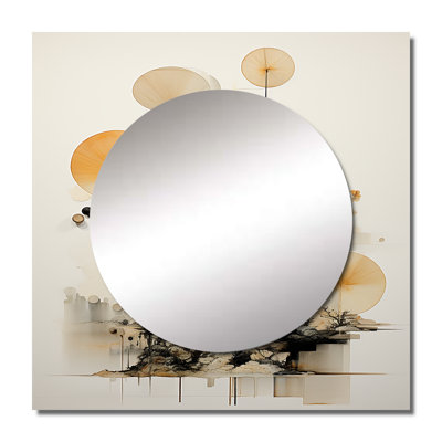 Asian Art Seashell Sumi X - Asian Square Mirror For Wall Art Decor