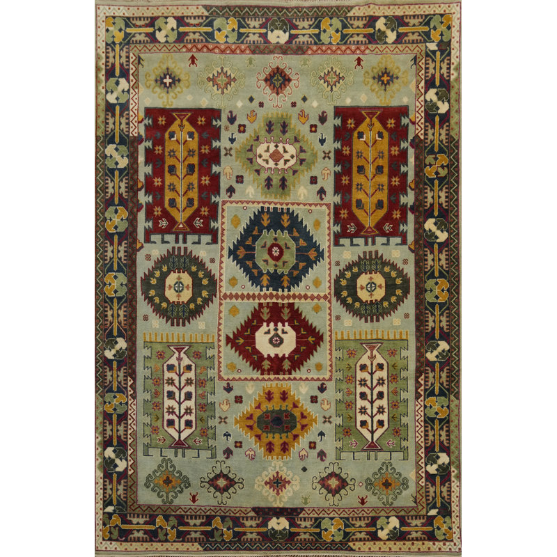 Tapis indien tribal en laine fait à la main 9 x 12