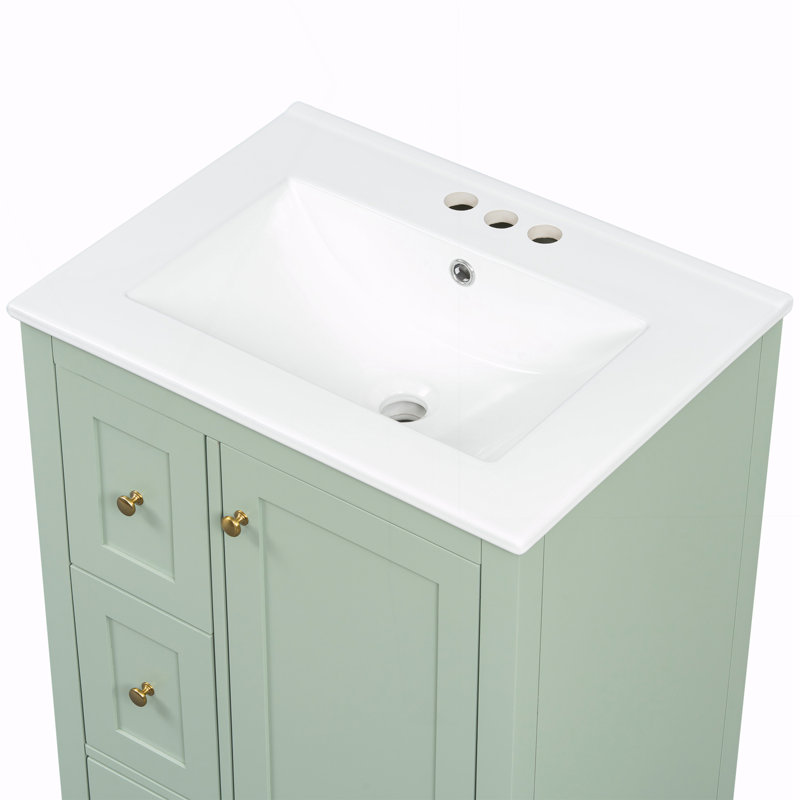 Meuble-lavabo de salle de bain avec rangement, Vert