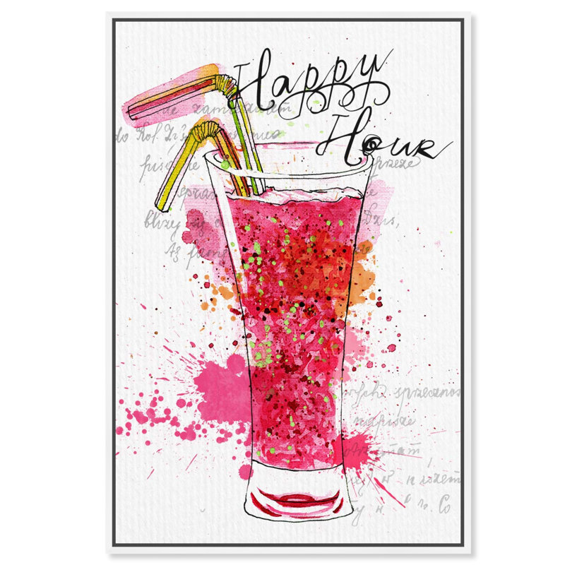 Boissons et spiritueux, impression sur toile, Cadre blanc, H 45 po x l 30 po x P 1,5 po