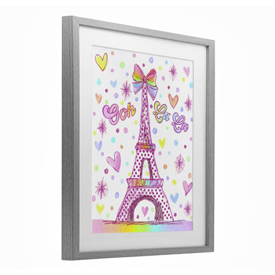 «Bright Pastels Eiffel Tower», reproduction sous verre encadrée, design par Jess Stempel