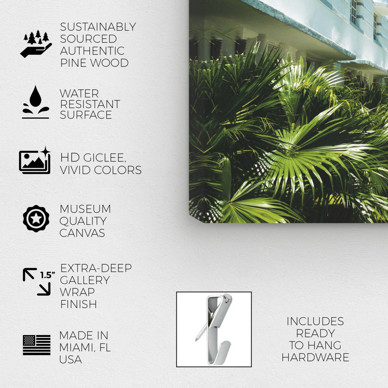 Miami déco - Photographie sur toile, H 36 po x l 54 po, Toile tendue