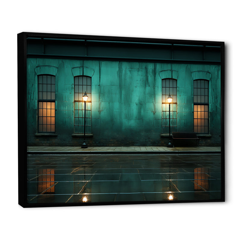 Turquoise Twilight Industrial II sur toile, H 34 po x l 44 po x P 1,5 po, Cadre flottant noir