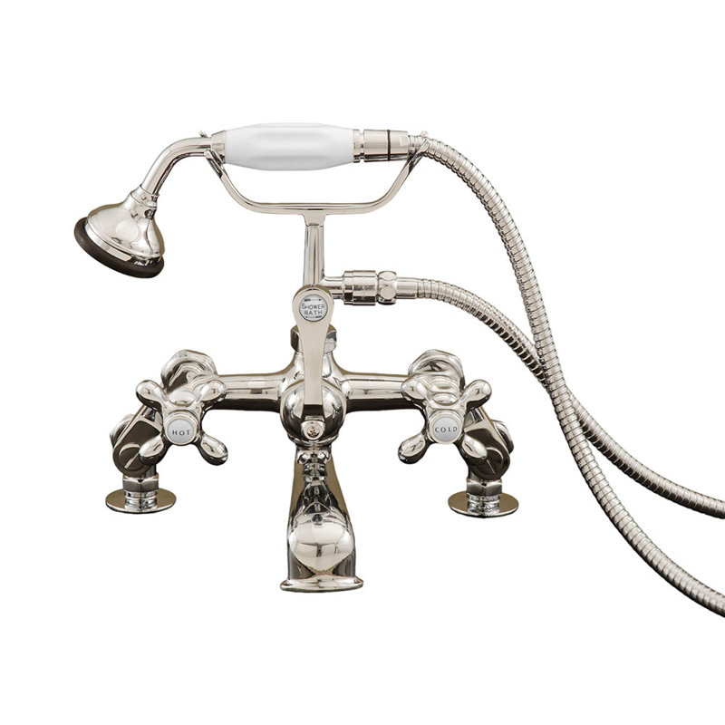 Robinet de baignoire à fixation sur le comptoir British Téléphone (P0627), Nickel poli