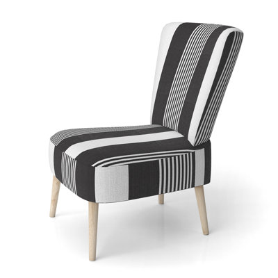 Black And White Striped Pattern - Upholstered Patterned Accent Side Chair