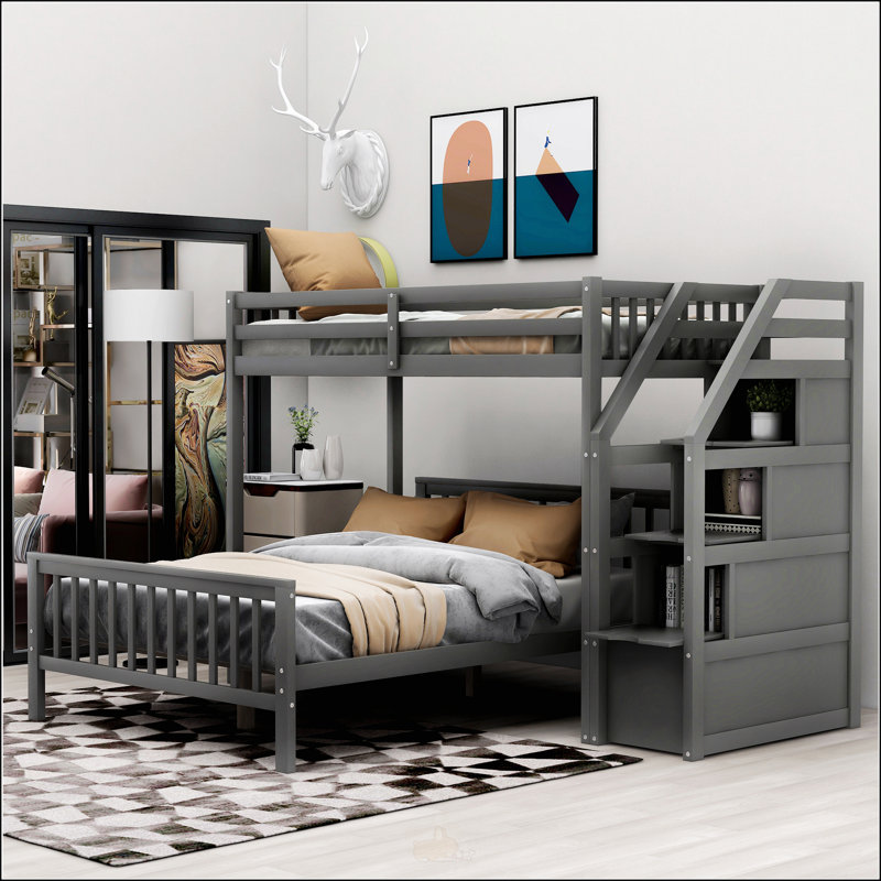 Lit mezzanine avec escalier, Gris
