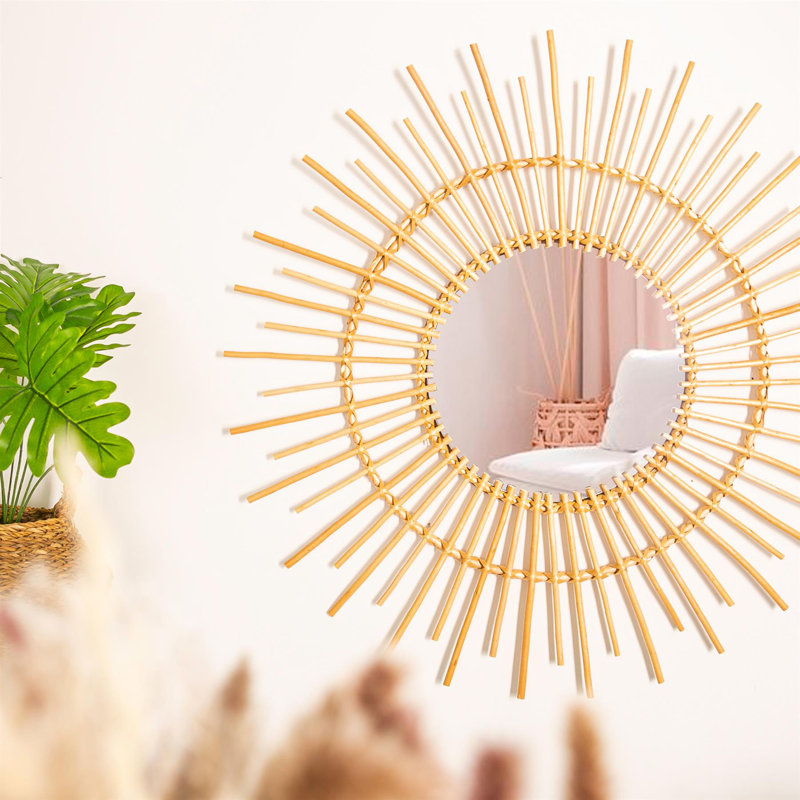 Angelica Rattan Flat Wall Mirror, 89.5cm H x 89.5cm W
