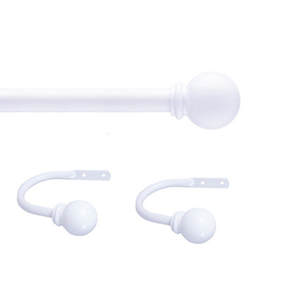 Berkley Ball End Curtain Rod & Holdback Set, 28-48" and 48-86" Adjustable Lengths, 5/8" Dia. Steel Tube