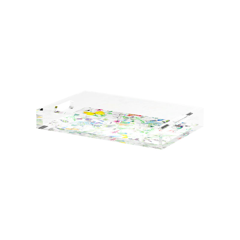 Garden Fantasia Acrylic Rectangle Decorative Tray, 12.5"W x 7.75"D x 2"H