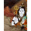 18 "Bénédiction de Shiva et Parvati sur Kailash, couleur naturelle sur panneau de bois incrusté - Art mural décoratif traditionnel indien spirituel traditionnel fabriqué à la main