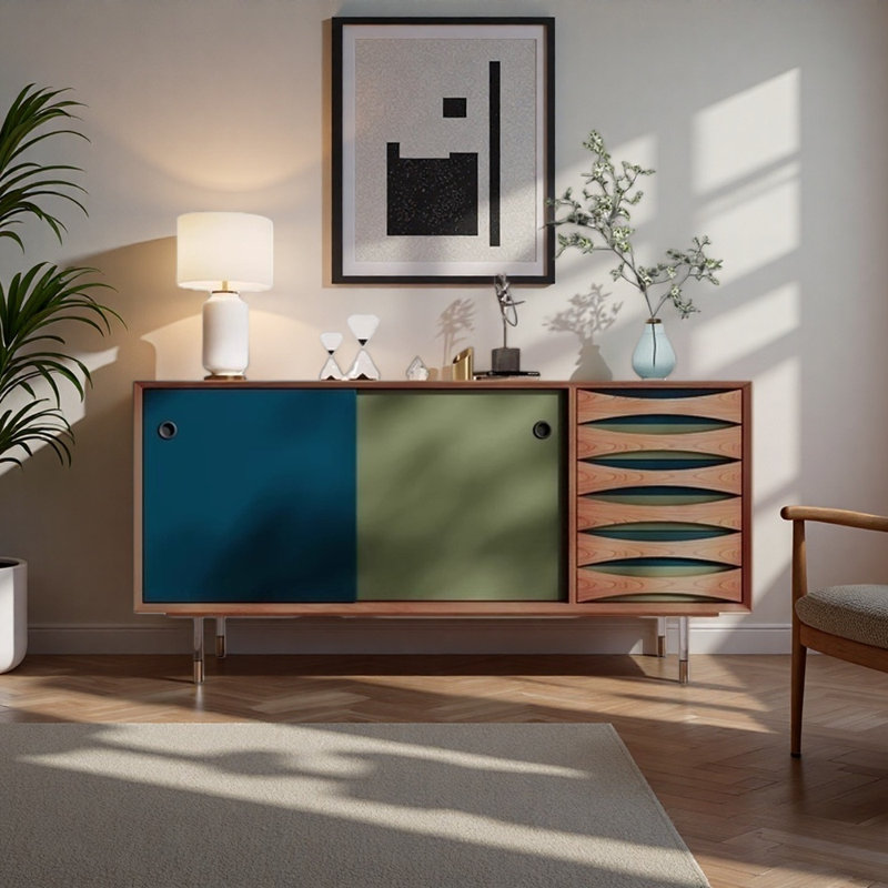 Buffet multifonctionnel, H 31,5 po x l 55,12 po x P 15,75 po, Bleu / Vert
