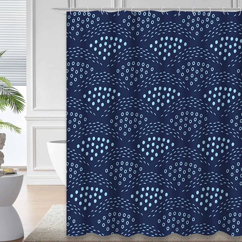 Rideau de douche imperméable à motif géométrique à motif japonais avec 12 crochets, L 72 po x l 84 po