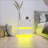 White High Glossy 2-Drawer Bedside Table With RGB LED Light And Bluetooth Control, Perfect For Modern Bedrooms