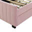 Lit plateforme simple tapissier en velours avec lit gigogne-443789652