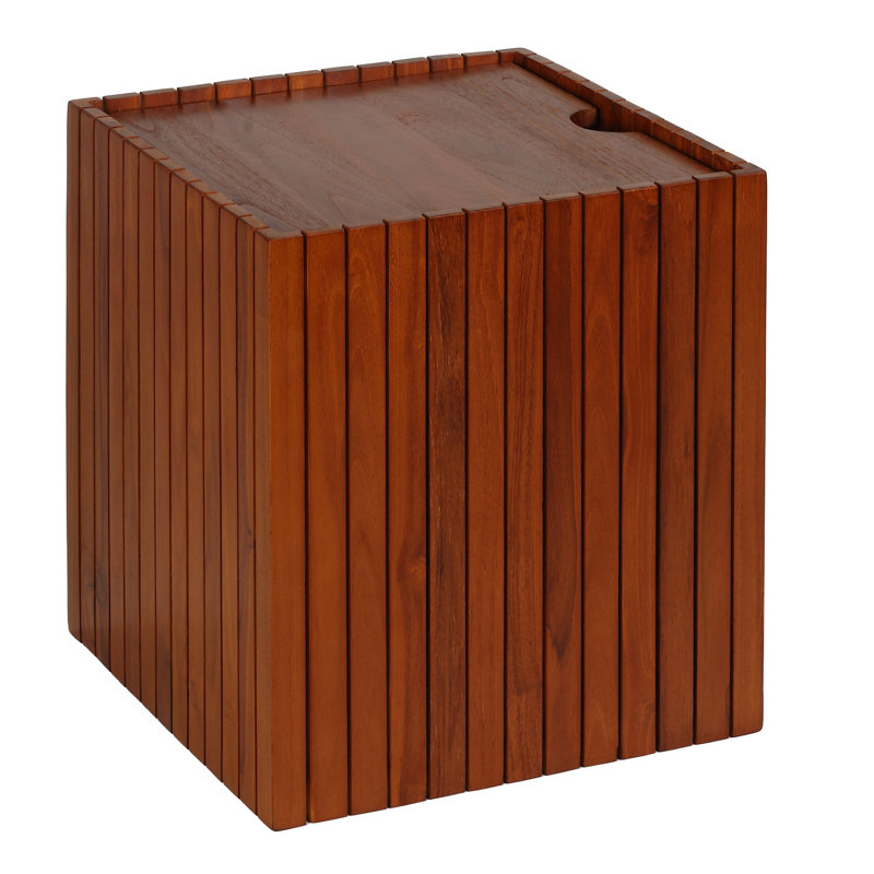  Kiev Solid Teak Storage Basket Box with Lid,17x17x20