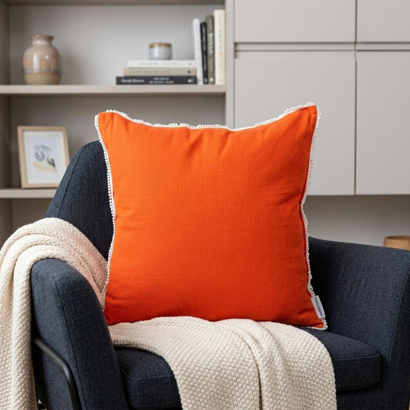 Coussin décoratif en coton orange 20 po
