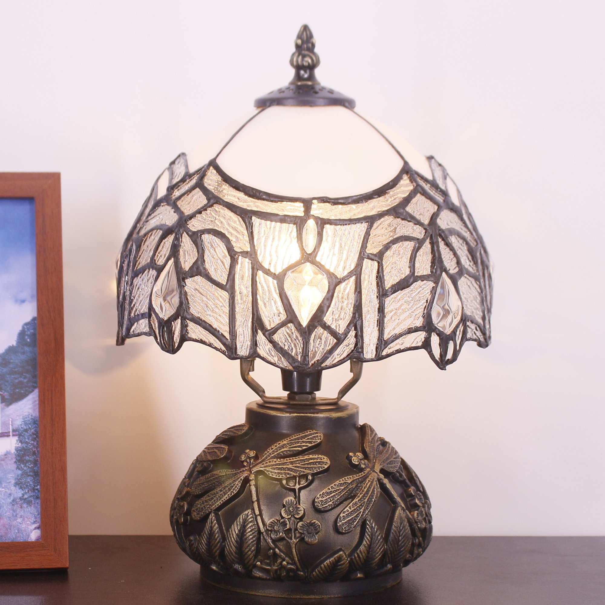 Bloomsbury Market Tiffany Table Lamp Small Stained Glass Mushroom Desk ...