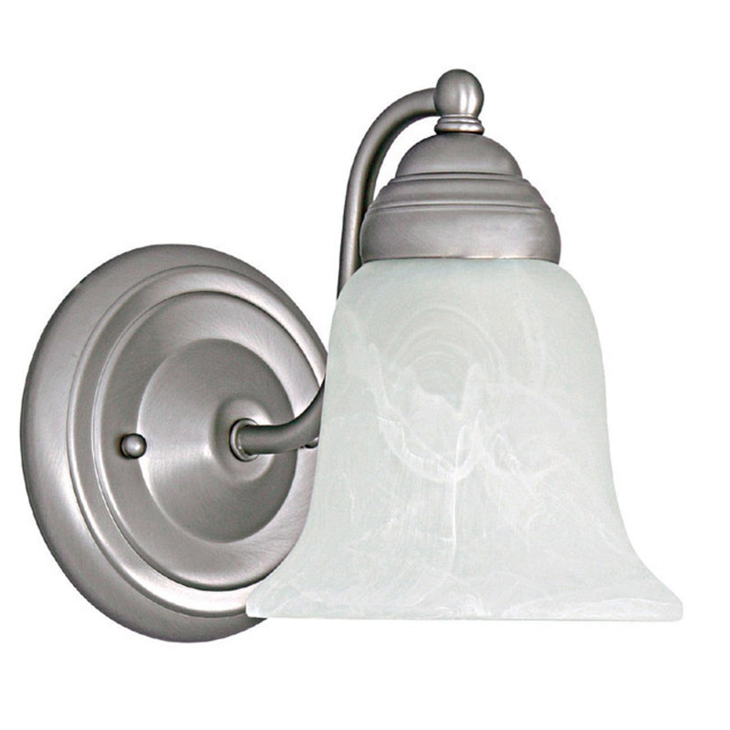 Applique murale 1 lumière pour salle de bain Loughran, Nickel mat, Blanc