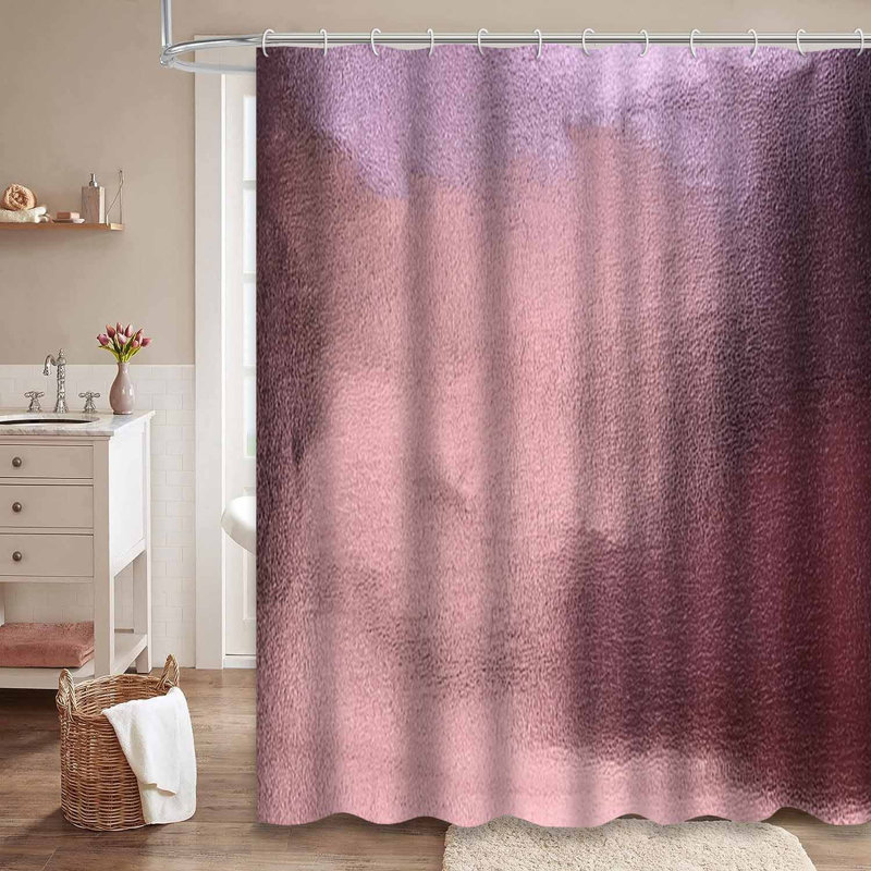 Rideau de douche rose en métal et cuir rose avec 12 crochets, L 72 po x l 72 po