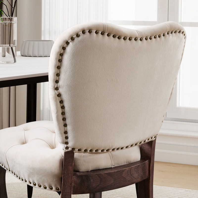 Chaise d'appoint capitonnée (ensemble de 2), Beige