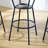 Round bar table and stool set with shelf, upholstered stool with backrest, Rustic Brown