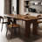 Retro Nut-Brown Rectangular Solid Wood Dining Table-1405766718