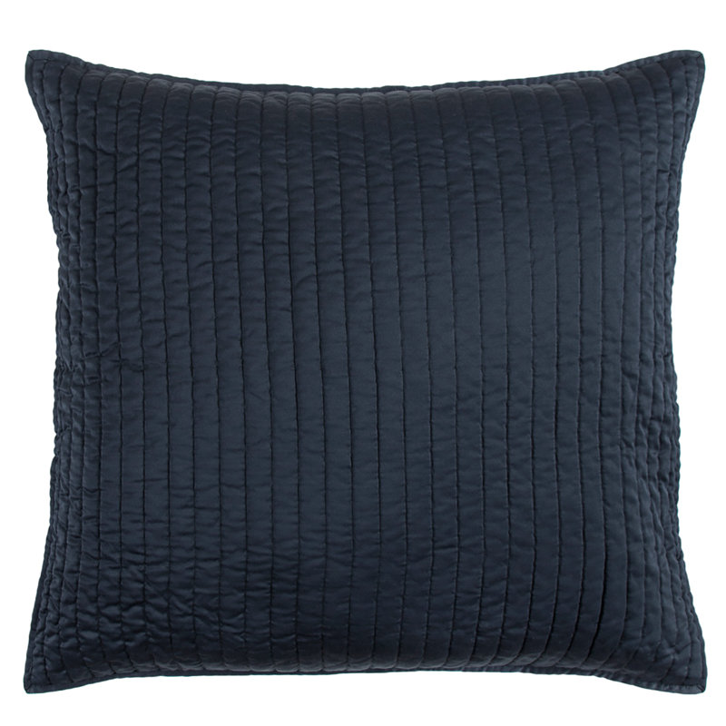 Satin Channel Silky Satin Design Solid Color Classic Modern Quilted Euro Sham 27x27 inch, Navy Blue