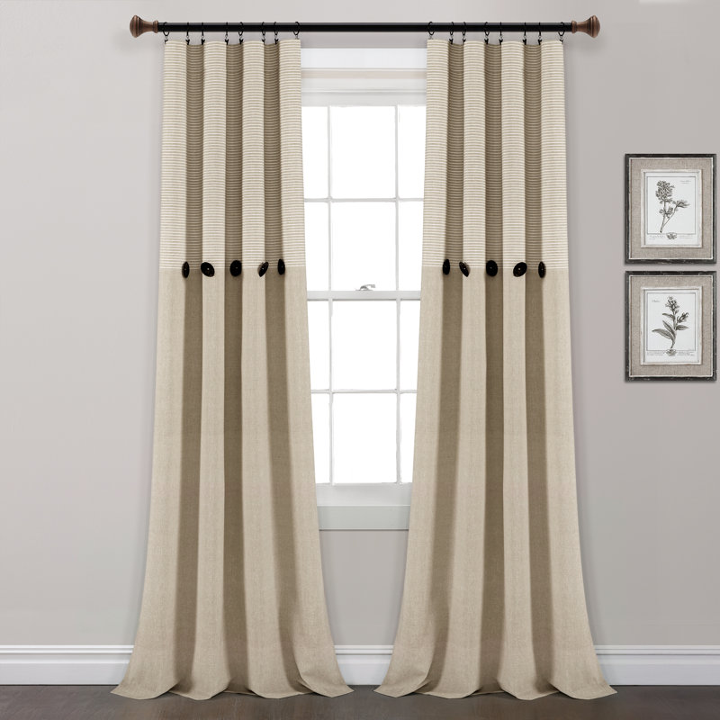 Andreca Cotton Semi Sheer Curtain Pair, Beige, 40" W x 84" L