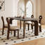 Gray + Nut-brown Rectangular Sintered Stone + Solid Wood Dining Table-2139762550