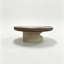 Table basse ronde de 80 cm (31,5 pouces), avec pierre chauffante intégrée au centre, plateau en placage de noyer massif, aucun assemblage requis, idéale pour le salon.