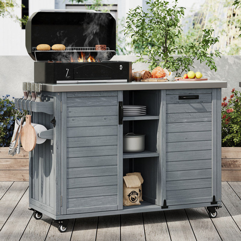 Îlot de cuisine d'extérieur 78,3 po Wexford, Bleu gris