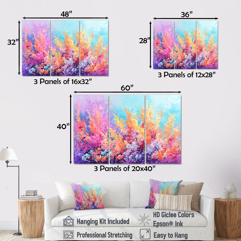 Coral Reef Fish Paradise VI - ensemble d'art mural corail, H 32 po x l 48 po, Impression sans cadre en métal